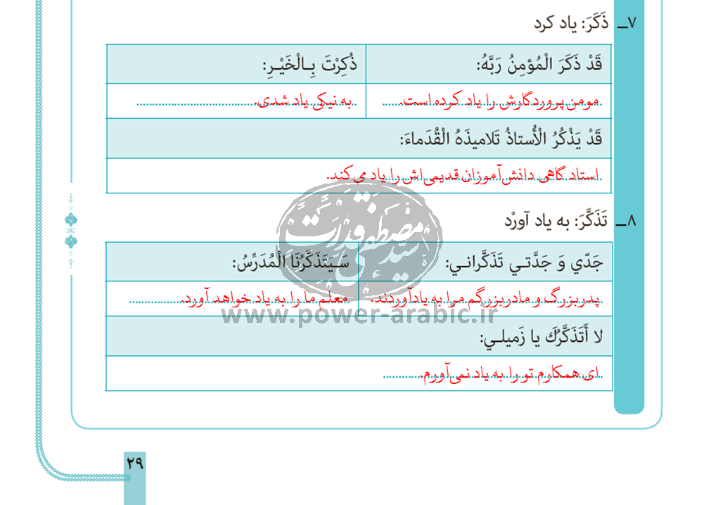 ترجمه متن و پاسخ تمارین درس 2 عربی دوازدهم